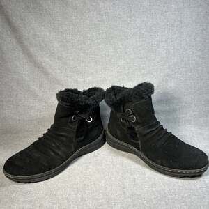 Baretraps Adalyn Women’s 9.5M Black Suede Leather Faux Fur Ankle Boots